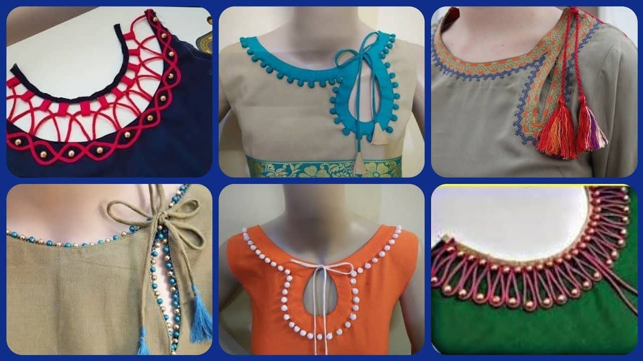 cotton churidar neck designs with piping