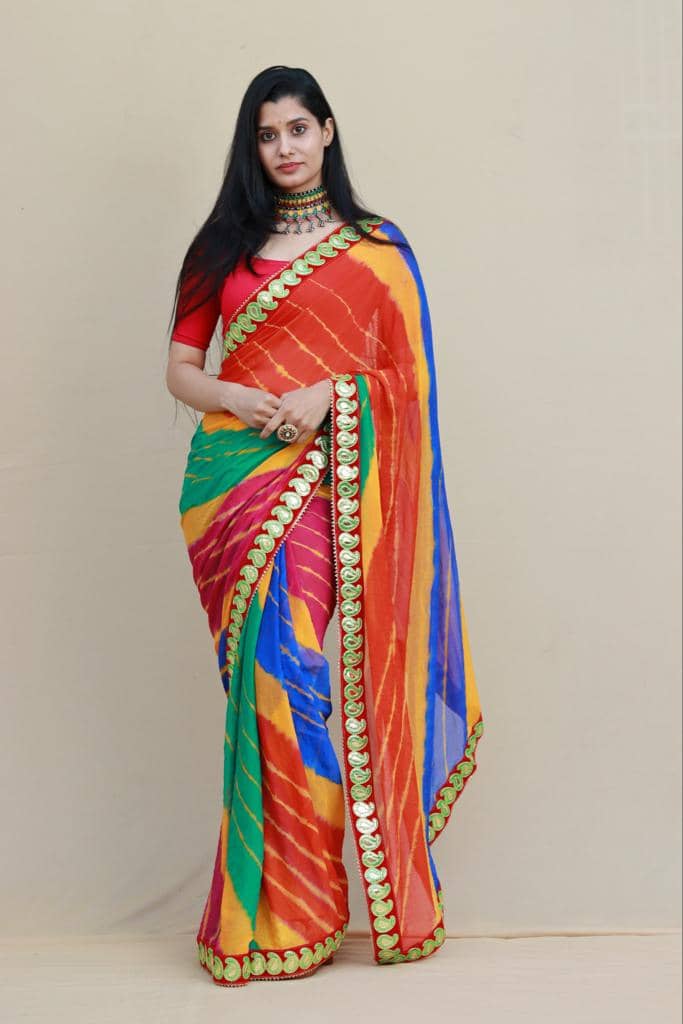 leheriya saree blouse design